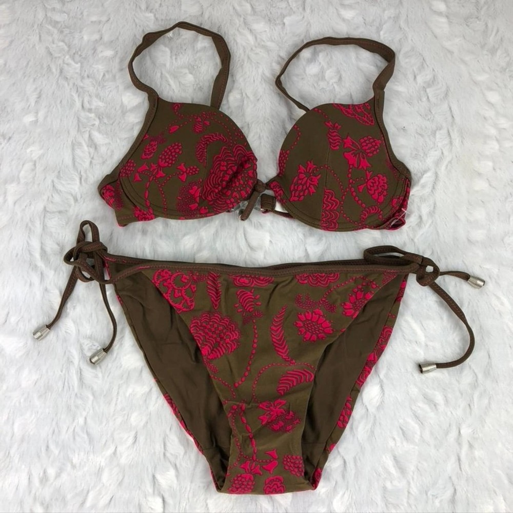 SWIM Floral Brown and Pink Bikini Set